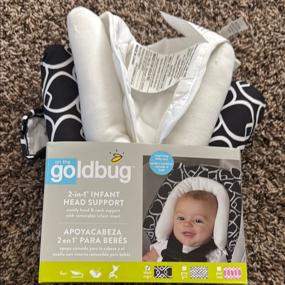 2-in-1 Infant Head Support - Black and White